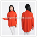 Pure cashmere turtle neck flat knitting pullover thick and long sweater for Lady